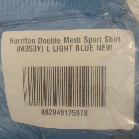 NWT HARRITON DOUBLE MESH SPORT SHIRT LIGHT BLUE LARGE & XL - Picture 9 of 10